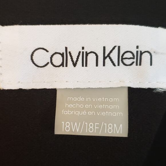 Calvin Klein Women's Black White Contrast Piping Bell Sleeve Sheath Dress SZ 18W - Picture 9 of 12